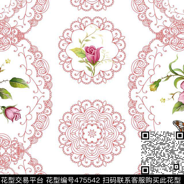 欧式蕾丝花数码印花华亿平台下载（图片编号: 475542） - 瓦栏（Walan）