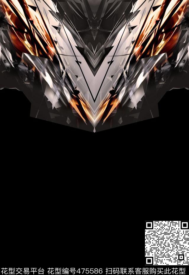 时尚大牌抽象数码印花华亿平台下载（图片编号: 475586） - 瓦栏（Walan）