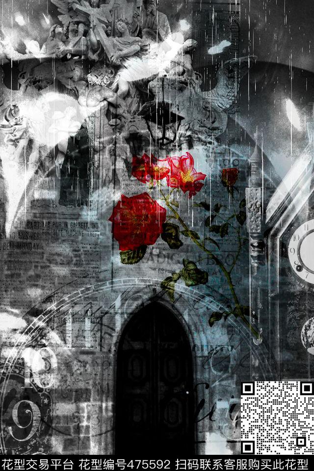 复古建筑花卉数码印花华亿平台下载（图片编号: 475592） - 瓦栏（Walan）