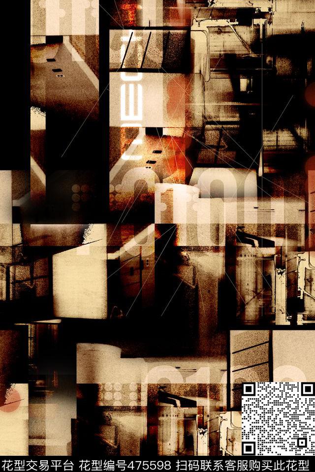 大牌抽象拼贴数码印花华亿平台下载（图片编号: 475598） - 瓦栏（Walan）