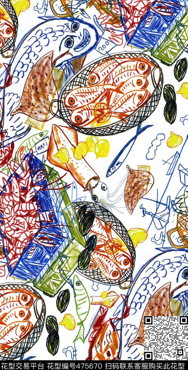 家纺复古海鲜套餐数码印花华亿平台下载（图片编号: 475670） - 瓦栏（Walan）