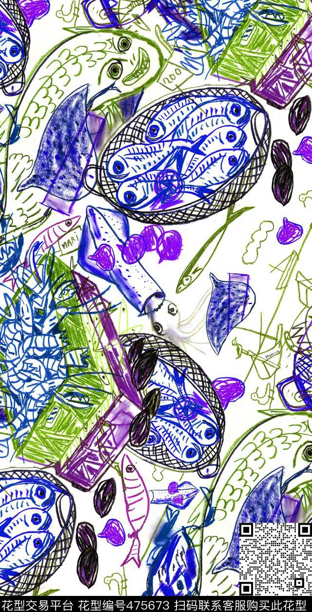 衬衫复古海鲜套餐传统印花华亿平台下载（图片编号: 475673） - 瓦栏（Walan）