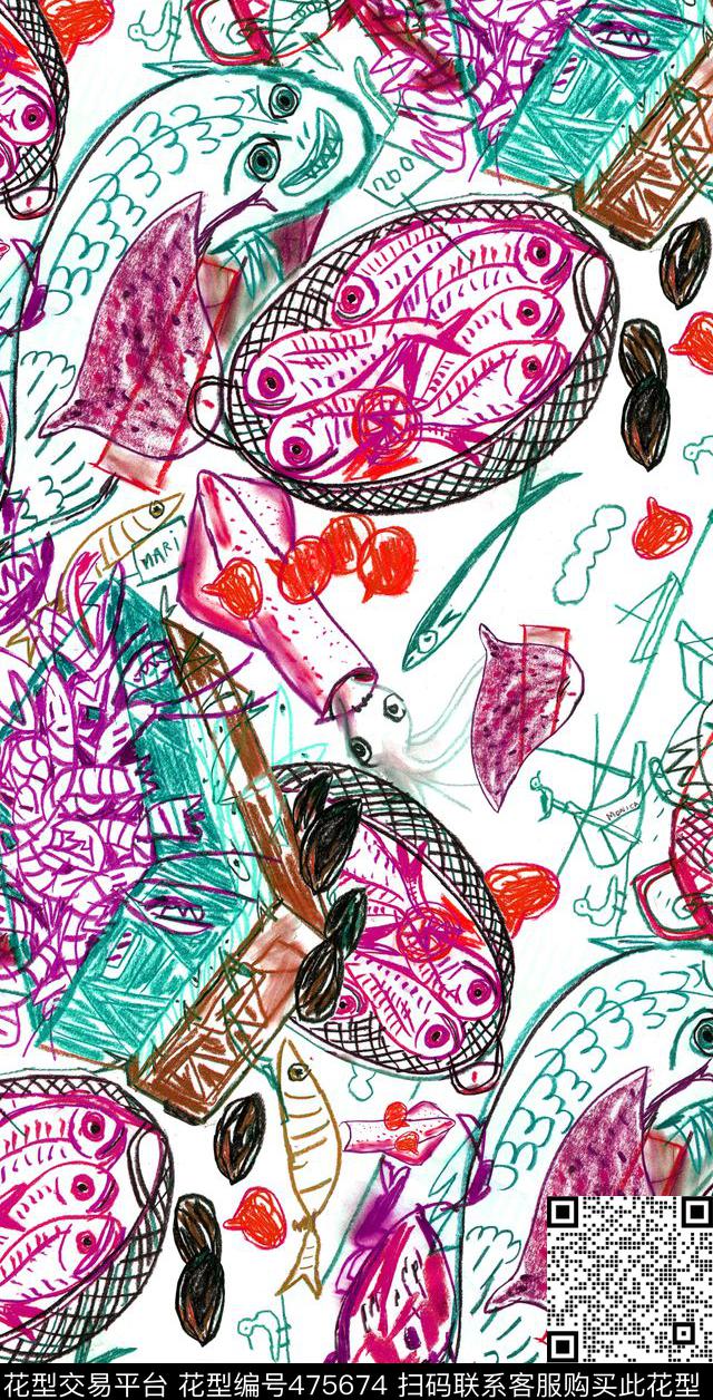 衬衫复古海鲜套餐数码印花华亿平台下载（图片编号: 475674） - 瓦栏（Walan）