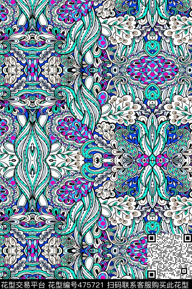 民族花纹欧式花纹传统印花华亿平台下载（图片编号: 475721） - 瓦栏（Walan）
