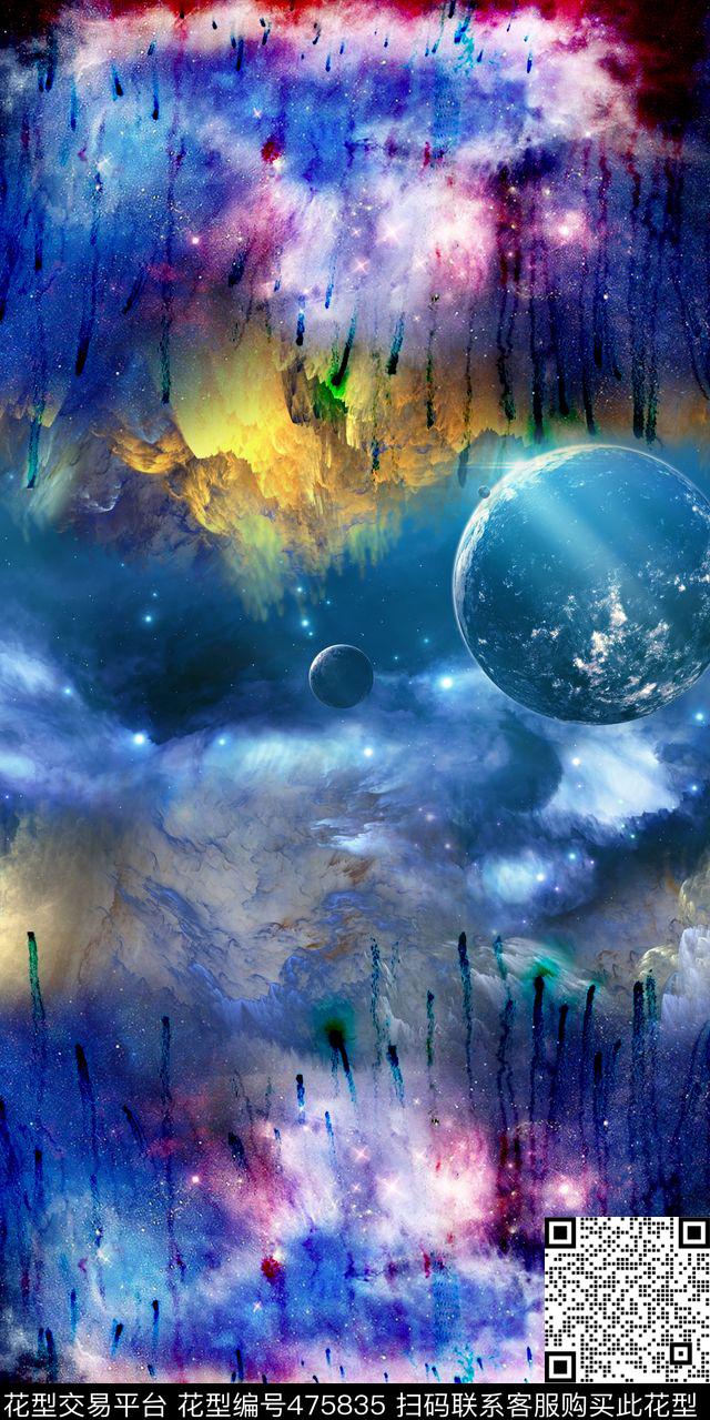 抽象星空女装丝巾数码印花华亿平台下载（图片编号: 475835） - 瓦栏（Walan）