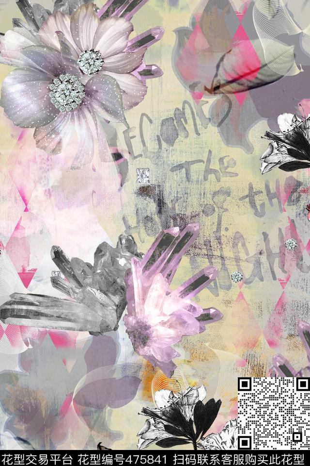 时尚复古花卉大牌女装数码印花华亿平台下载（图片编号: 475841） - 瓦栏（Walan）