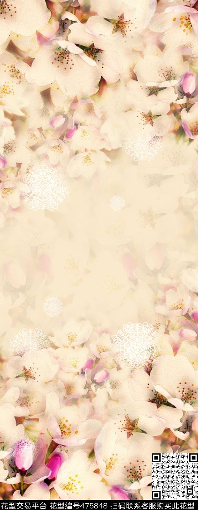 清新清新水彩花卉蕾丝数码印花华亿平台下载（图片编号: 475848） - 瓦栏（Walan）