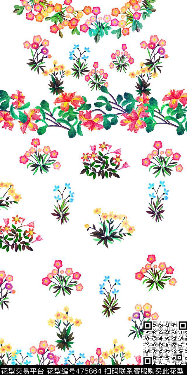 刺绣花卉中国风数码印花华亿平台下载（图片编号: 475864） - 瓦栏（Walan）