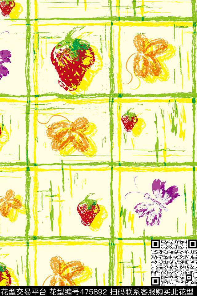 卡通草莓水果传统印花华亿平台下载（图片编号: 475892） - 瓦栏（Walan）