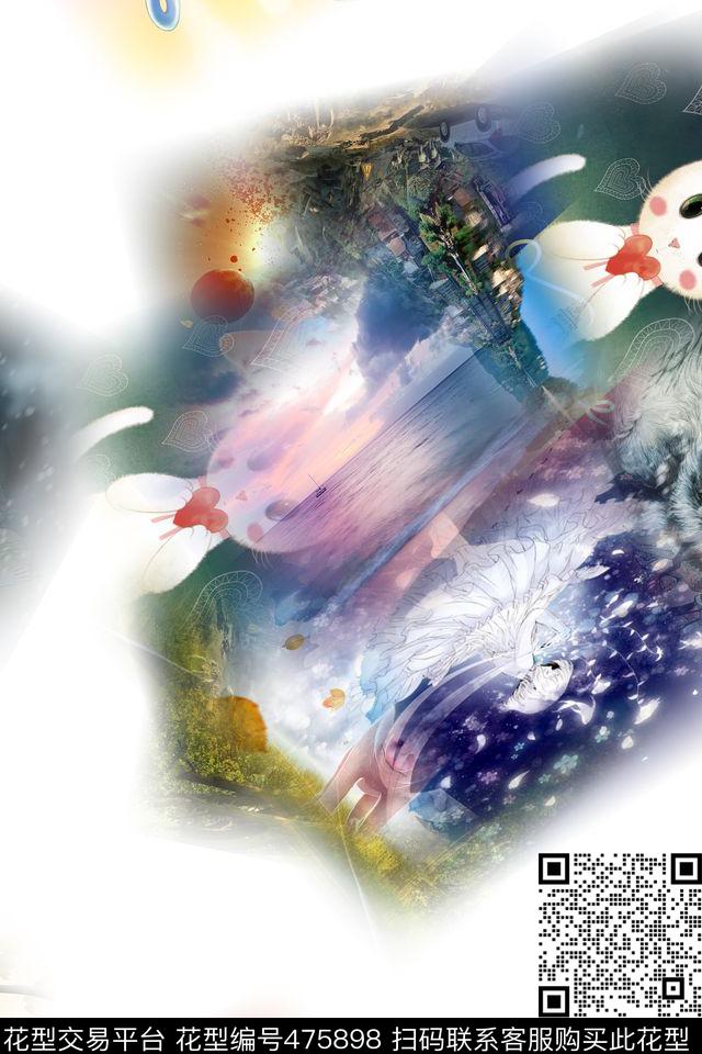 都市混搭时尚数码印花华亿平台下载（图片编号: 475898） - 瓦栏（Walan）