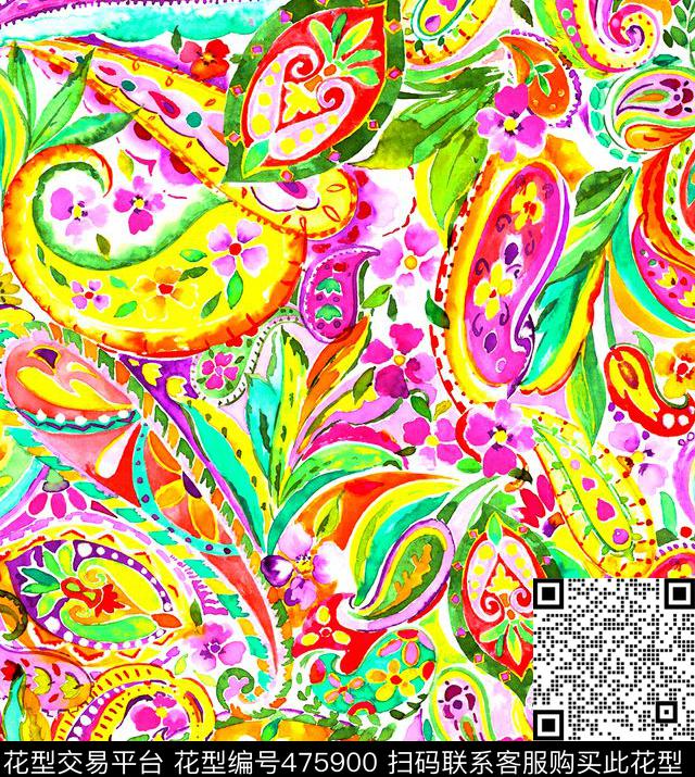 彩色手绘花草童真数码印花华亿平台下载（图片编号: 475900） - 瓦栏（Walan）