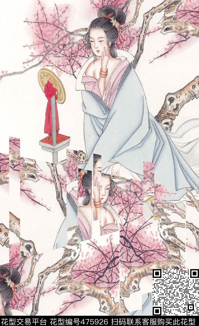 潮流时尚定位水彩人物画数码印花华亿平台下载（图片编号: 475926） - 瓦栏（Walan）