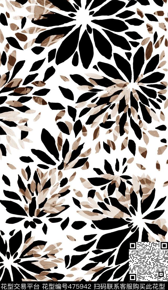 潮流时尚传统黑白印花传统印花华亿平台下载（图片编号: 475942） - 瓦栏（Walan）