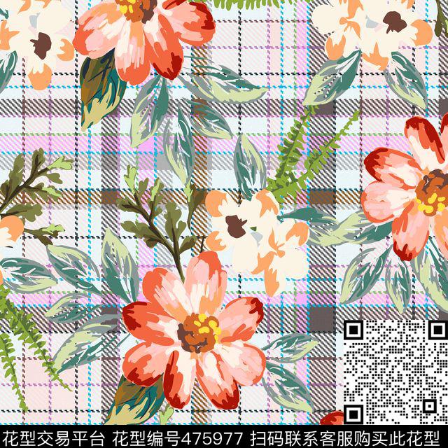 巴宝莉格子热带花卉时尚爱尔兰风格传统印花华亿平台下载（图片编号: 475977） - 瓦栏（Walan）