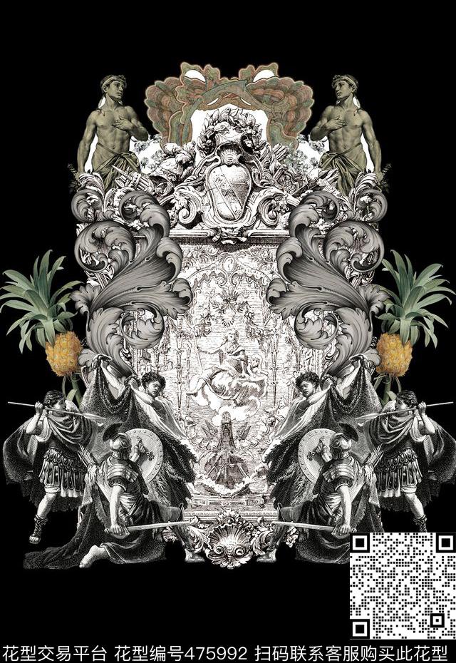 潮流时尚大牌定位男装复古数码印花华亿平台下载（图片编号: 475992） - 瓦栏（Walan）