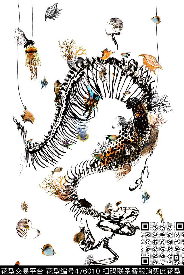 MCQ麦昆恐龙骨潮流胸花数码印花华亿平台下载（图片编号: 476010） - 瓦栏（Walan）