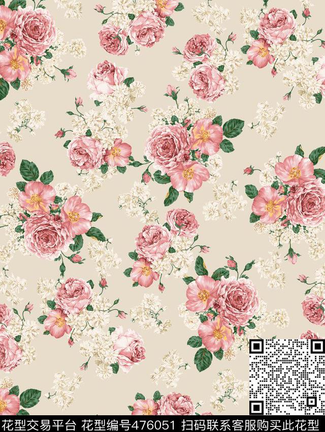 手绘水彩花卉花朵花蕾花瓣数码印花华亿平台下载（图片编号: 476051） - 瓦栏（Walan）