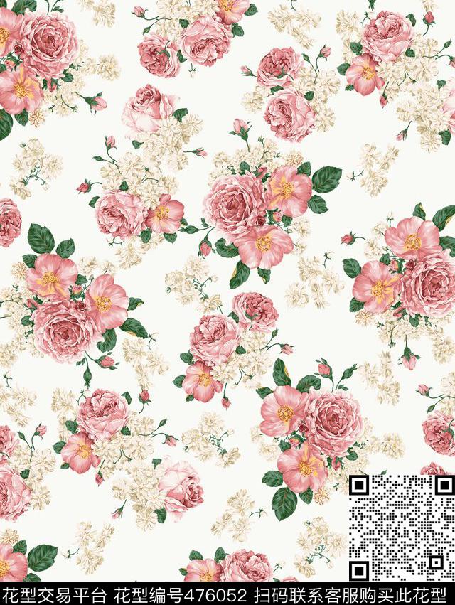 手绘水彩花卉花朵花蕾花瓣数码印花华亿平台下载（图片编号: 476052） - 瓦栏（Walan）