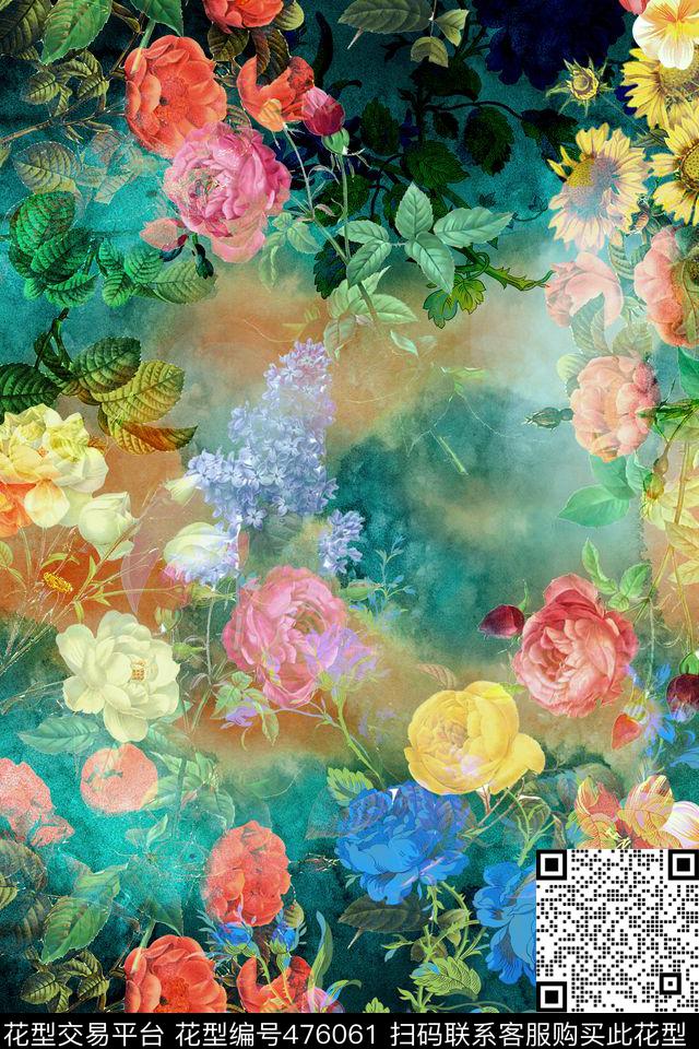时尚潮流花卉数码印花华亿平台下载（图片编号: 476061） - 瓦栏（Walan）