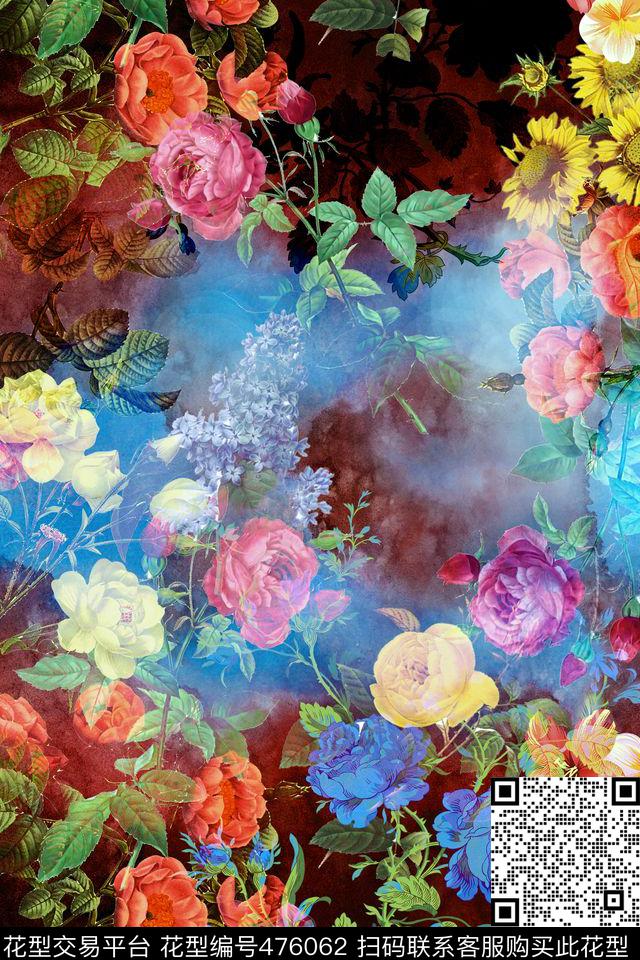 时尚潮流花卉数码印花华亿平台下载（图片编号: 476062） - 瓦栏（Walan）