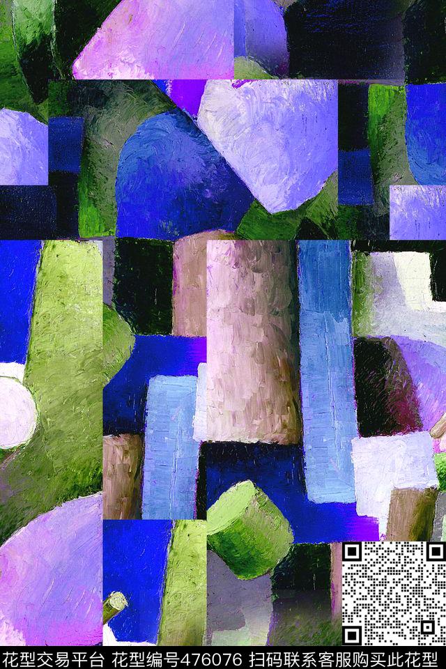 抽象油画解构数码印花华亿平台下载（图片编号: 476076） - 瓦栏（Walan）