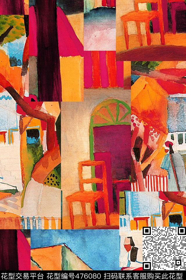 油画解构拼贴数码印花华亿平台下载（图片编号: 476080） - 瓦栏（Walan）