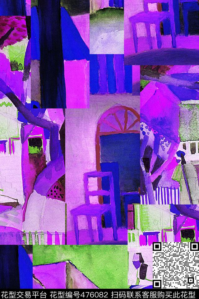抽象油画解构数码印花华亿平台下载（图片编号: 476082） - 瓦栏（Walan）