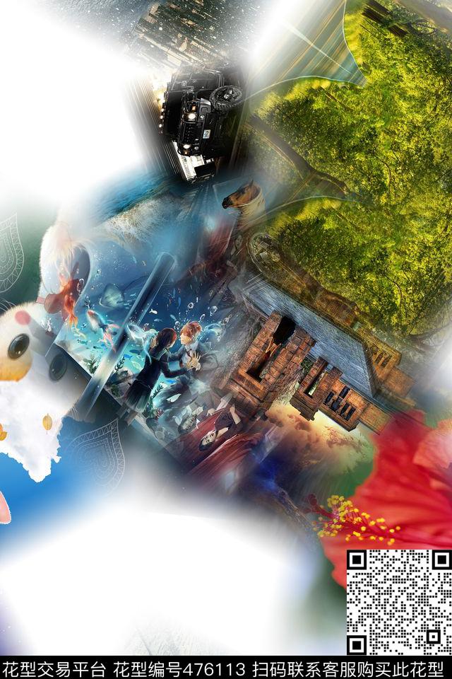 时尚休闲混搭数码印花华亿平台下载（图片编号: 476113） - 瓦栏（Walan）