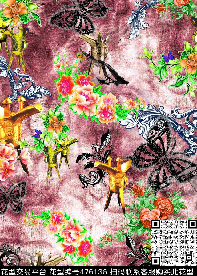 复古几何器皿数码印花华亿平台下载（图片编号: 476136） - 瓦栏（Walan）