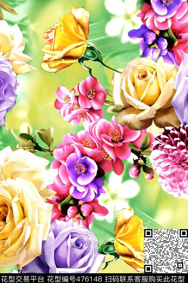 多彩花卉睡莲数码印花华亿平台下载（图片编号: 476148） - 瓦栏（Walan）