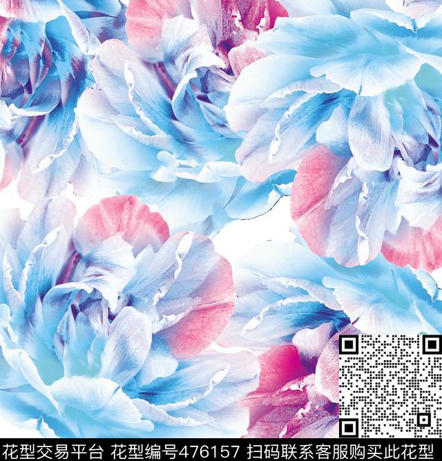 流行时尚手绘花卉欧美数码印花华亿平台下载（图片编号: 476157） - 瓦栏（Walan）