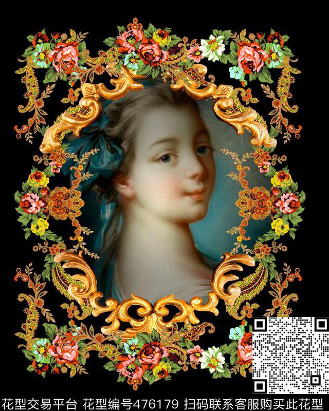 巴洛克花卉组合欧式数码印花华亿平台下载（图片编号: 476179） - 瓦栏（Walan）