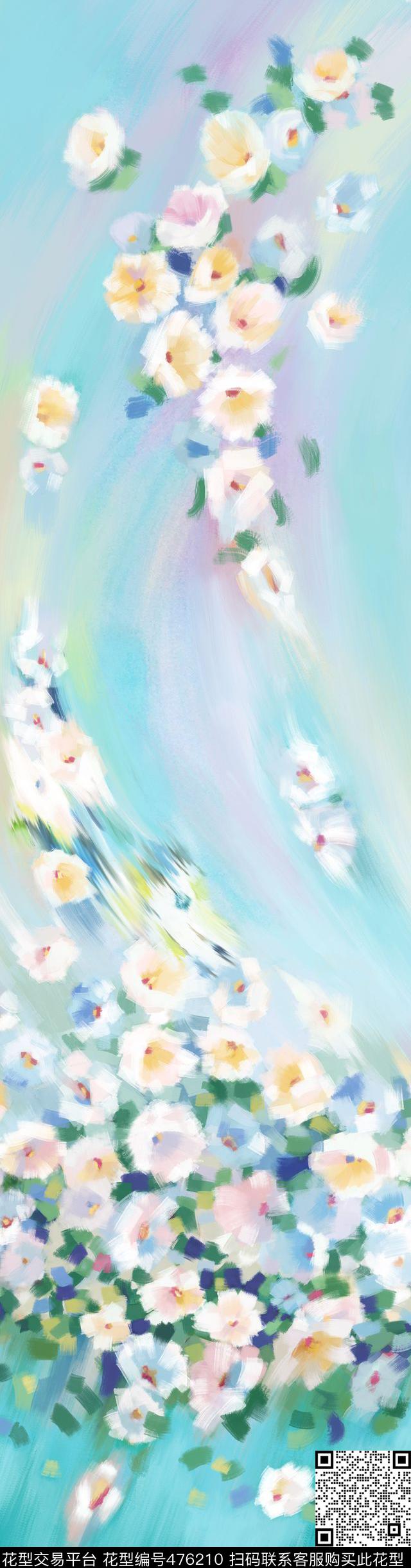 抽象花卉时尚数码印花华亿平台下载（图片编号: 476210） - 瓦栏（Walan）