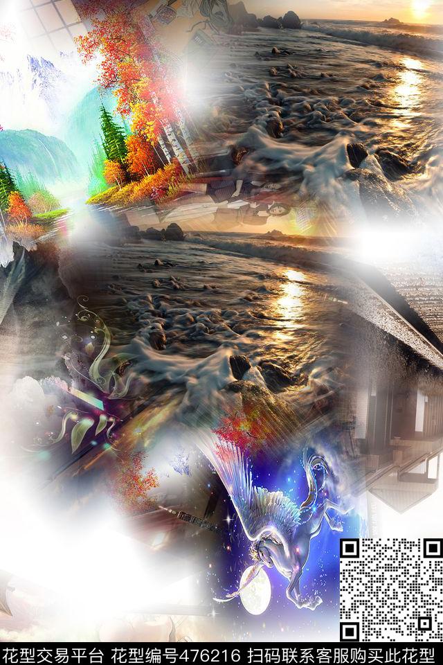 时尚大牌混搭数码印花华亿平台下载（图片编号: 476216） - 瓦栏（Walan）