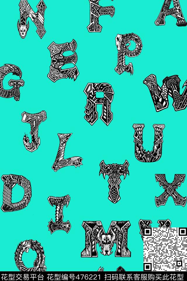 潮流字母几何填充数码印花华亿平台下载（图片编号: 476221） - 瓦栏（Walan）