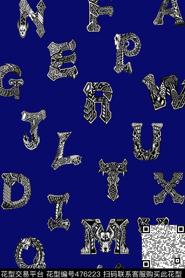 潮流字母几何填充数码印花华亿平台下载（图片编号: 476223） - 瓦栏（Walan）