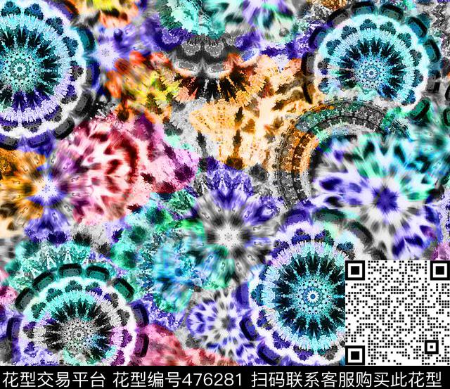 流行时尚炫彩圆形数码印花华亿平台下载（图片编号: 476281） - 瓦栏（Walan）