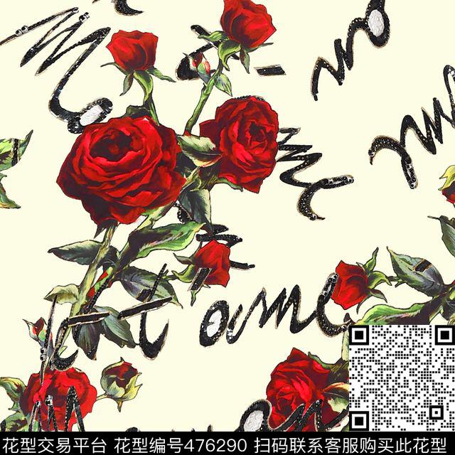 杜嘉班纳玫瑰英文数码印花华亿平台下载（图片编号: 476290） - 瓦栏（Walan）