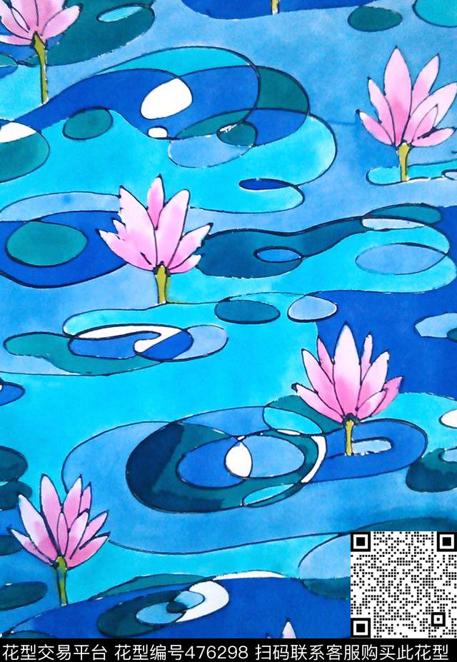 fantasticFloralWaterlilies数码印花华亿平台下载（图片编号: 476298） - 瓦栏（Walan）