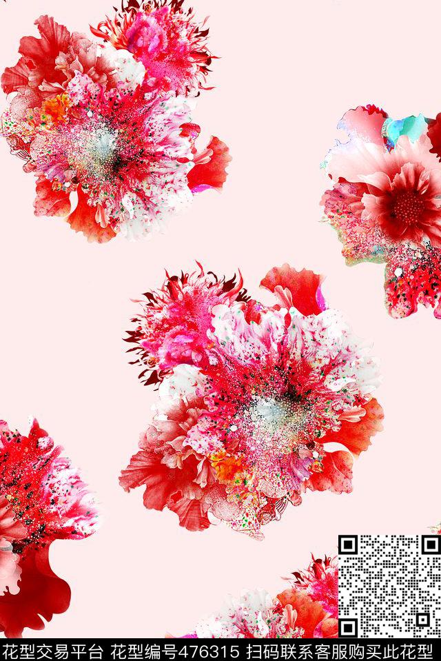 抽象分形花卉数码印花华亿平台下载（图片编号: 476315） - 瓦栏（Walan）