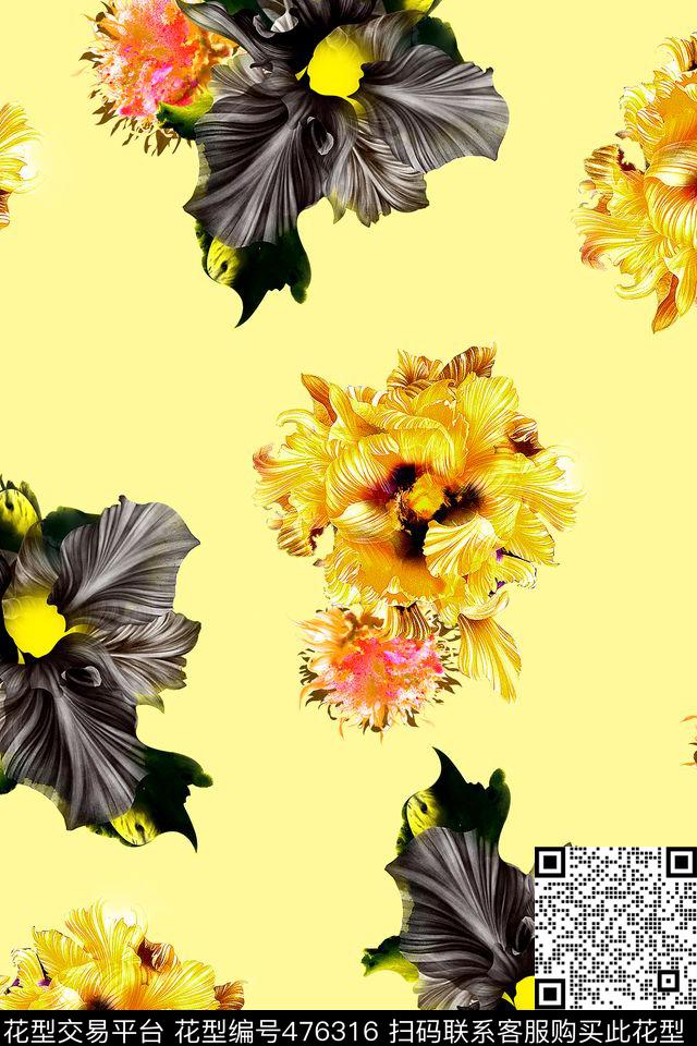 抽象分形花卉数码印花华亿平台下载（图片编号: 476316） - 瓦栏（Walan）