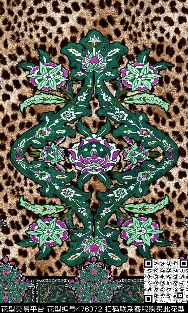 欧式图案豹纹民族风数码印花华亿平台下载（图片编号: 476372） - 瓦栏（Walan）