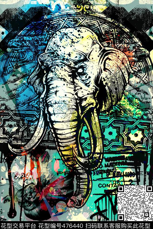 T恤抽象嘻哈涂鸦数码印花华亿平台下载（图片编号: 476440） - 瓦栏（Walan）