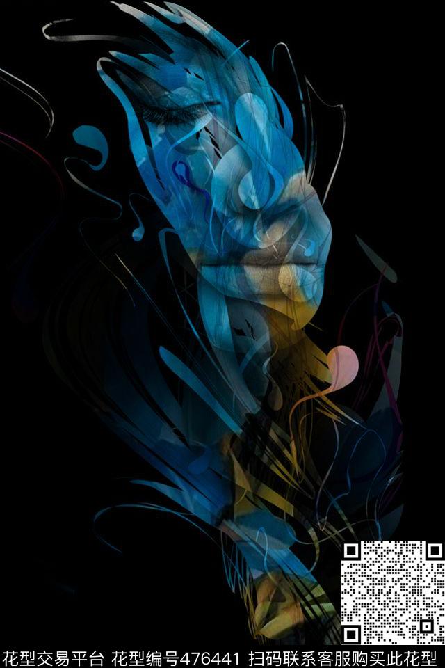 抽象定位男装人物照数码印花华亿平台下载（图片编号: 476441） - 瓦栏（Walan）