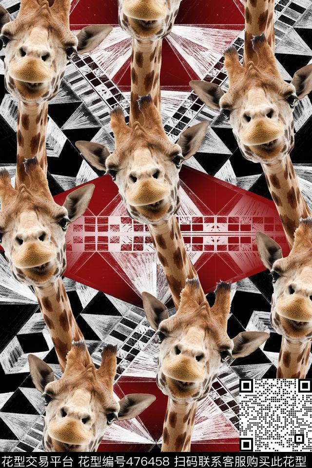 时尚鹿头可爱数码印花华亿平台下载（图片编号: 476458） - 瓦栏（Walan）