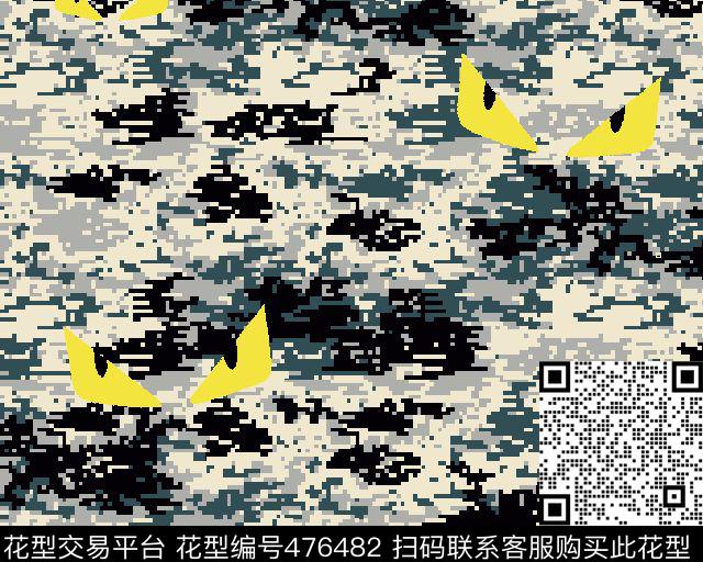 男装秋冬细密马赛克迷彩芬迪小怪兽传统印花华亿平台下载（图片编号: 476482） - 瓦栏（Walan）