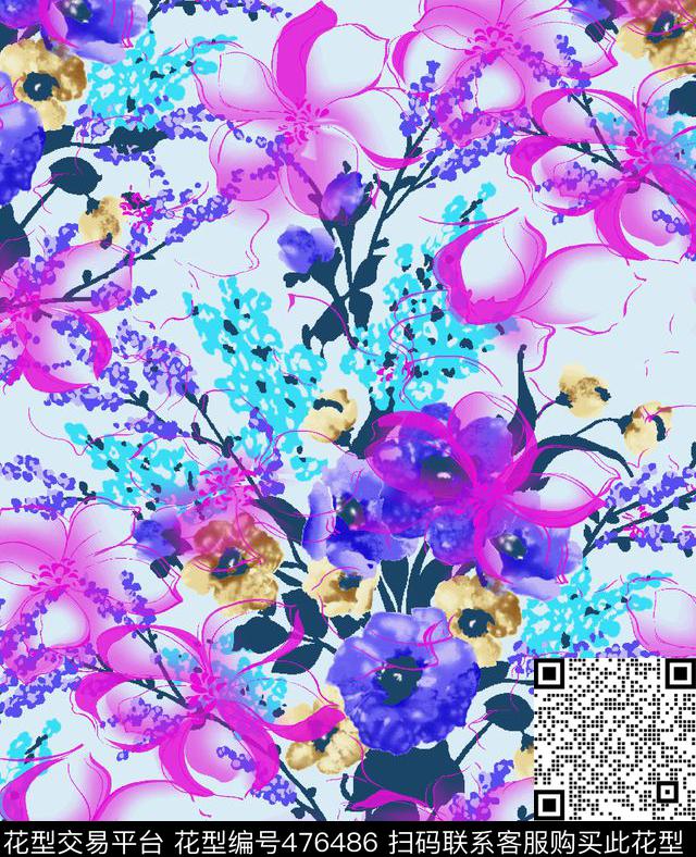 华美神秘柔美传统印花华亿平台下载（图片编号: 476486） - 瓦栏（Walan）