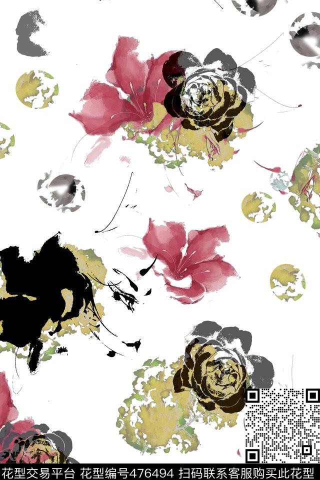 艺术花卉抽象纹理休闲风数码印花华亿平台下载（图片编号: 476494） - 瓦栏（Walan）