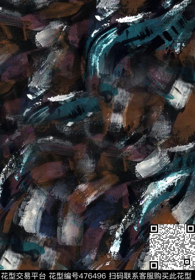 潮流男装潮流时尚抽象笔触数码印花华亿平台下载（图片编号: 476496） - 瓦栏（Walan）