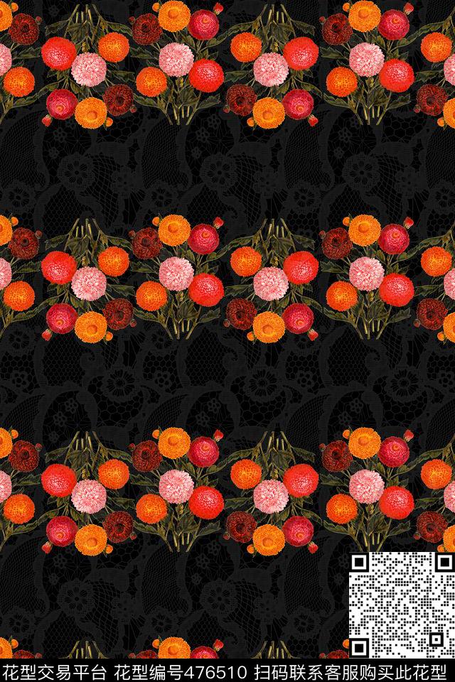 彩色花卉条纹数码印花华亿平台下载（图片编号: 476510） - 瓦栏（Walan）
